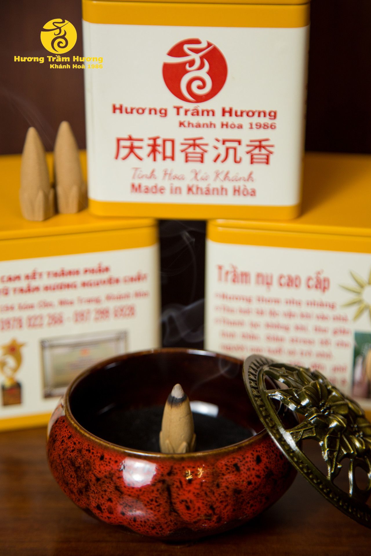 Nhang Nụ Doanh Nhân Trầm Hương Khánh Hòa – Hộp 85 Nụ Cao Cấp, Hương Thơm Ngọt Thanh Tự Nhiên